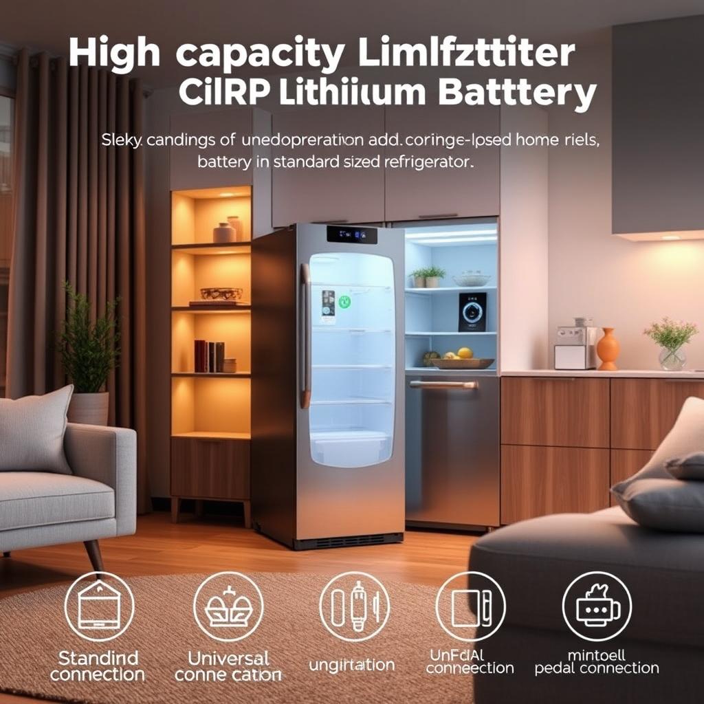 A high-capacity lithium battery (LiFePO4) with a modern design that seamlessly integrates into home aesthetics