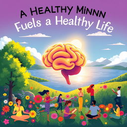 An inspiring and vibrant illustration depicting the theme 'A Healthy Mind Fuels a Healthy Life'