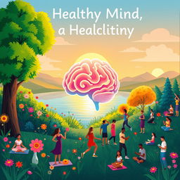 An inspiring and vibrant illustration depicting the theme 'A Healthy Mind Fuels a Healthy Life'