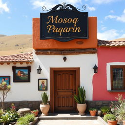 A picturesque Andean hostel named 'Mosoq Paqarin', beautifully designed to reflect traditional Andean architecture combined with modern elements