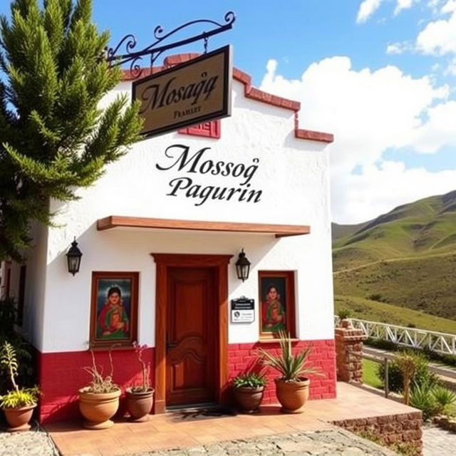 A picturesque Andean hostel named 'Mosoq Paqarin', beautifully designed to reflect traditional Andean architecture combined with modern elements