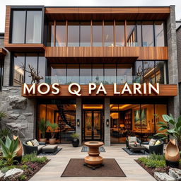 A luxurious hostel named 'M O S O Q P A Q A R I N,' featuring a striking and modern architectural design