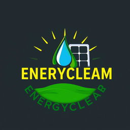 A modern and professional logo design for 'JP ENERGYCLEAM', a company specializing in the washing and maintenance of solar panels