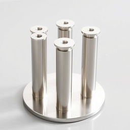 An updated cylindrical design featuring five steel pillars, each with a diameter of 1 cm and a height of 8 cm