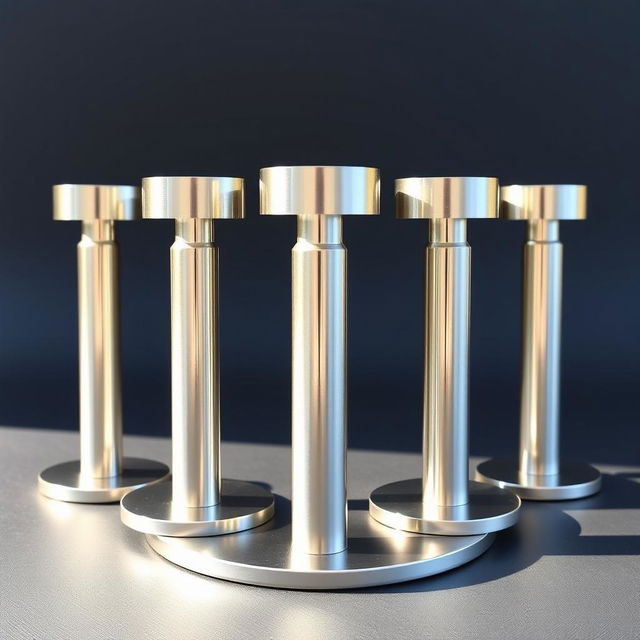 An updated cylindrical design featuring five steel pillars, each with a diameter of 1 cm and a height of 8 cm