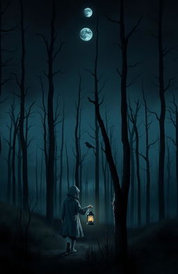 A dark and misty forest featuring unfamiliar woods with a somber atmosphere