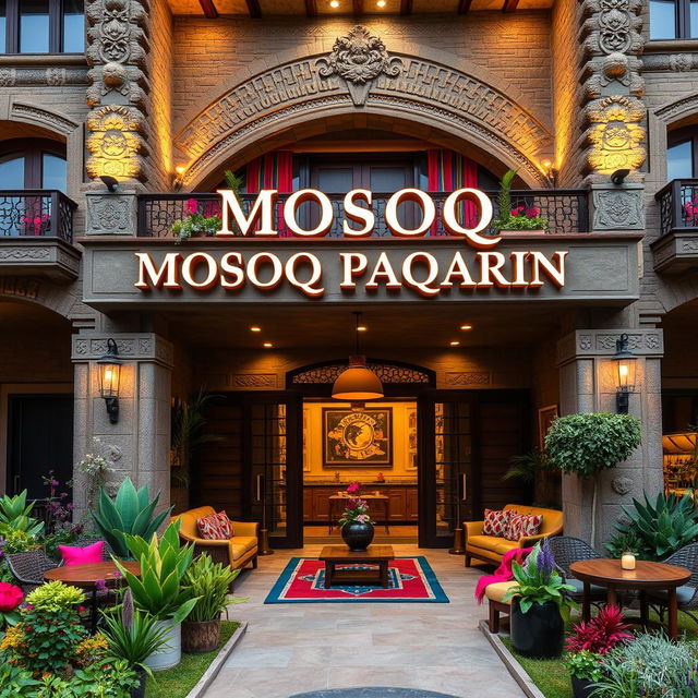 A luxurious hostel named 'MOSOQ PAQARIN,' designed with an enchanting Andean theme inspired by Cusco's cultural richness