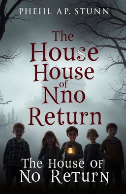 A group of children standing together in a thick fog, their expressions filled with curiosity and a hint of fear