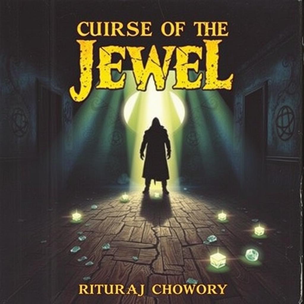 A 1990s-style horror novel book cover titled 'Curse of the Jewel' by 'Rituraj Chowdhury