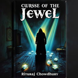 A 1990s-style horror novel book cover titled 'Curse of the Jewel' by 'Rituraj Chowdhury