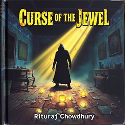 A 1990s-style horror novel book cover titled 'Curse of the Jewel' by 'Rituraj Chowdhury