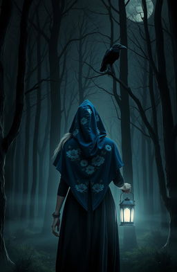 A dark and misty forest with unfamiliar, tall, and scary trees surrounding the scene