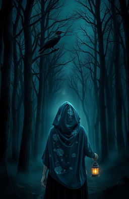 A dark and misty forest with unfamiliar, tall, and scary trees surrounding the scene