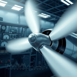 A detailed and technical illustration of the dynamic balance of an aircraft propeller