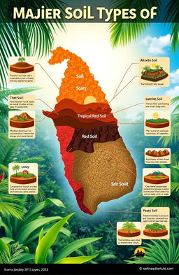 A beautifully detailed illustration showing the major soil types of Sri Lanka