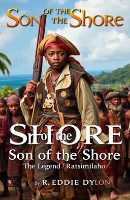 An 18-year-old black-skinned boy of mixed English and Malagasy descent, wearing tattered, broken pirate clothing intertwined with 17th-century Malagasy attire