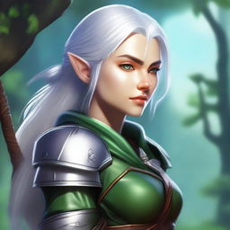 A high-quality digital art depicting a female moon elf ranger