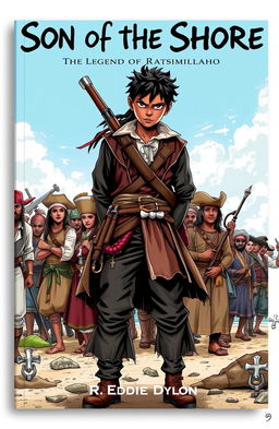 A dynamic manga cover featuring an 18-year-old boy with black skin, who is of half English and half Malagasy descent