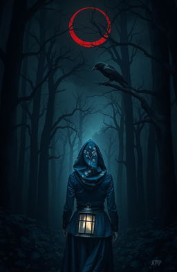 A dark and misty forest filled with unfamiliar woods under a red crescent moon