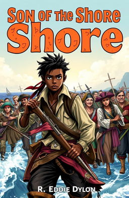 A dynamic manga cover featuring a young 18-year-old boy with black skin, embodying a mix of English and Malagasy heritage