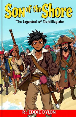 A dynamic manga cover featuring a young 18-year-old boy with black skin, embodying a mix of English and Malagasy heritage