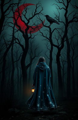 A dark and misty forest with unfamiliar trees, shrouded in shadows and mystery