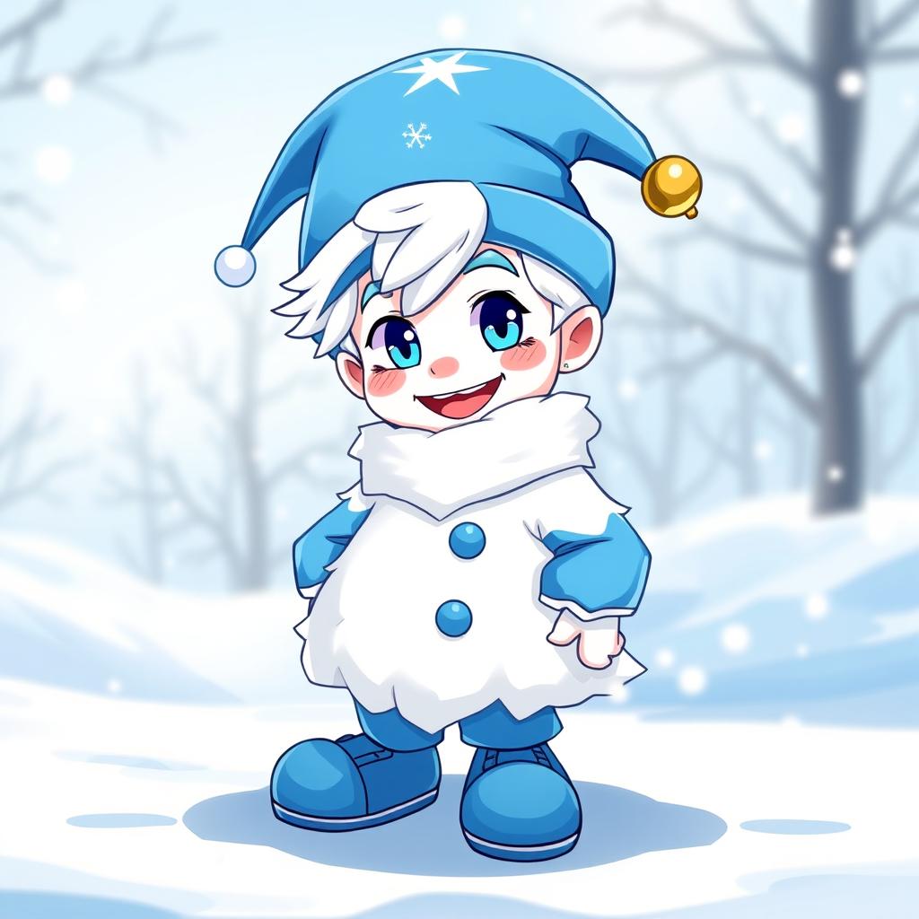 An illustration of Jack Frost from Persona, characterized by his iconic blue and white design