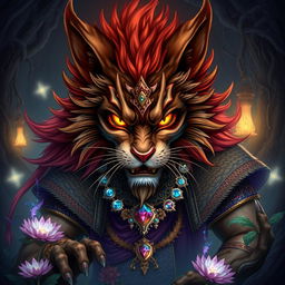 A captivating illustration of a Rakshasa in a fantasy style, showcasing this mythical being with a blend of human and animal features