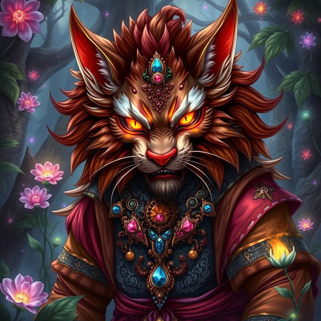 A captivating illustration of a Rakshasa in a fantasy style, showcasing this mythical being with a blend of human and animal features