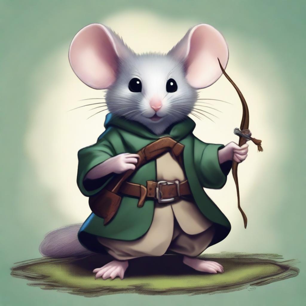 A high-quality digital art piece depicting a mouse character from a Dungeons & Dragons game