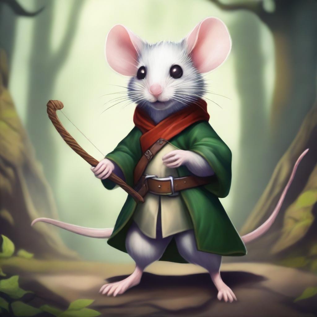 A high-quality digital art piece depicting a mouse character from a Dungeons & Dragons game