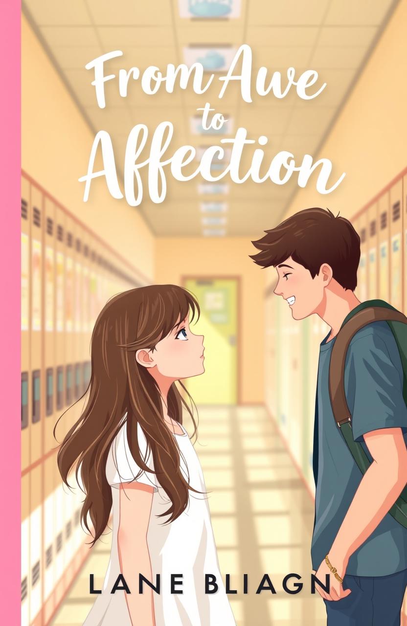 A charming book cover designed for a young adult romance story titled "From Awe to Affection"