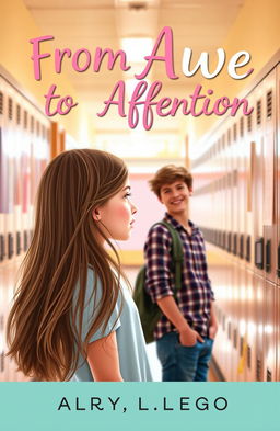 A charming book cover designed for a young adult romance story titled "From Awe to Affection"