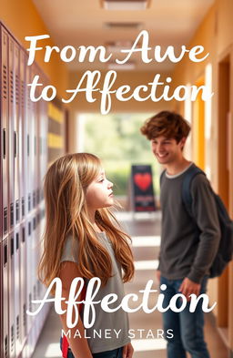 A charming book cover designed for a young adult romance story titled "From Awe to Affection"
