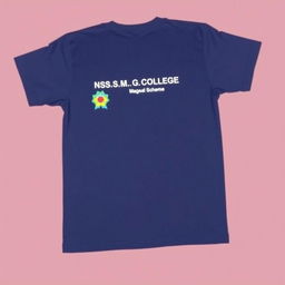 A half-size navy blue t-shirt displayed flat
