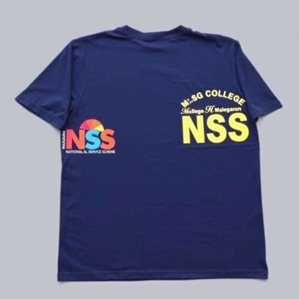 A half-size navy blue t-shirt displayed flat