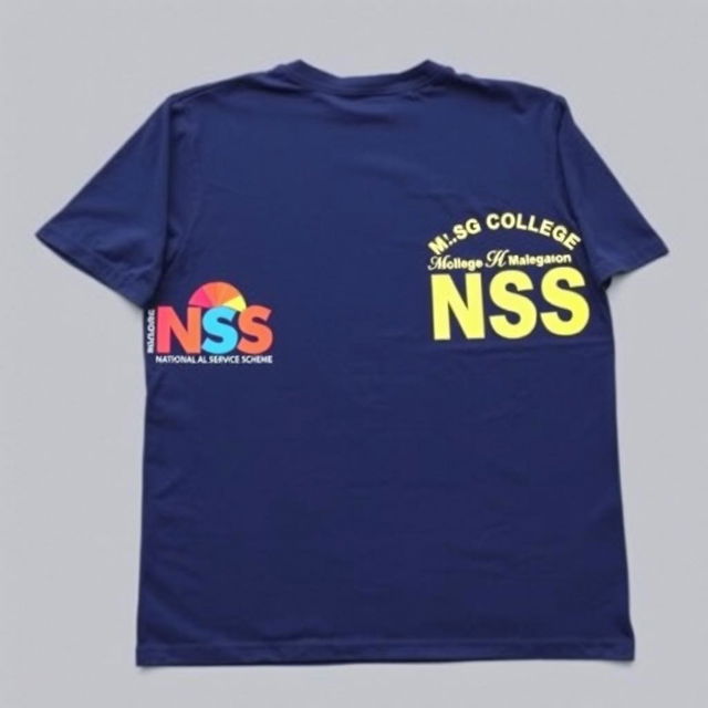 A half-size navy blue t-shirt displayed flat