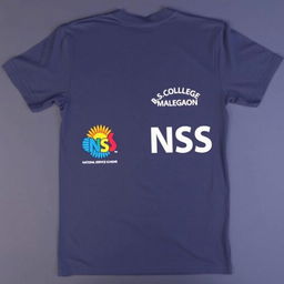 A half-size navy blue t-shirt displayed flat