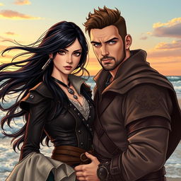 A beautiful couple in manhwa style