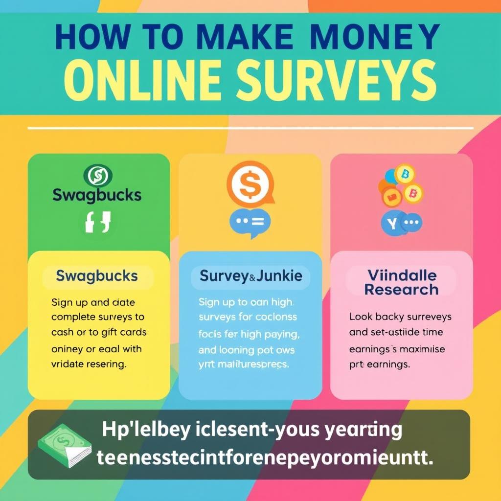 A visually appealing infographic showcasing a guide to making money through online surveys