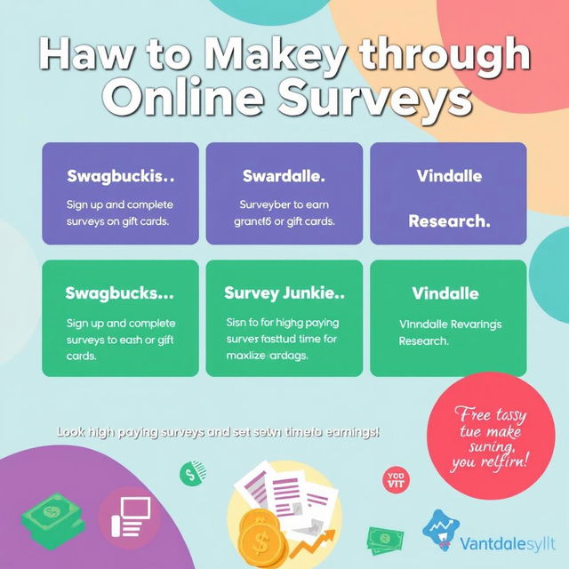 A visually appealing infographic showcasing a guide to making money through online surveys