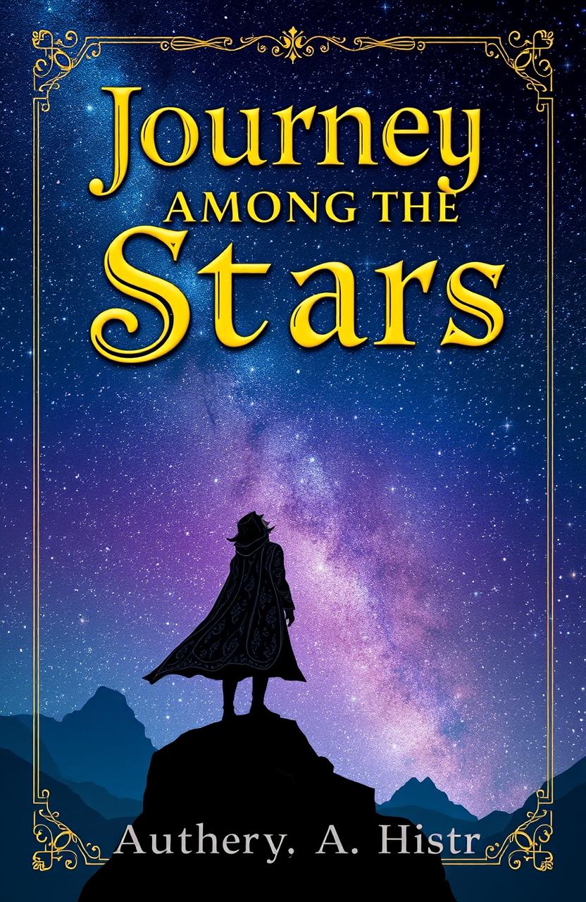 A captivating fantasy book cover featuring a mesmerising night sky filled with twinkling stars