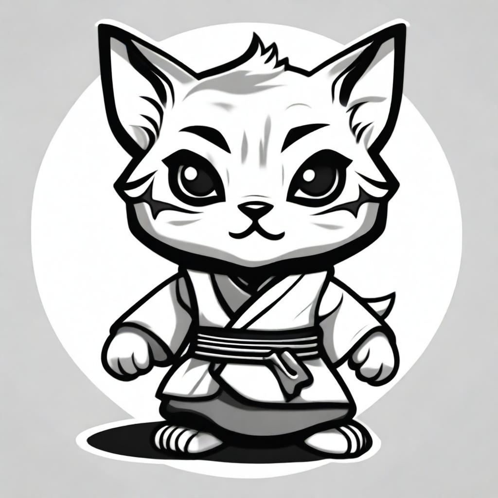 A high-quality digital art image depicting a chibi version of a Tabaxi monk