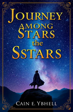 A captivating fantasy book cover featuring a mesmerising night sky filled with twinkling stars