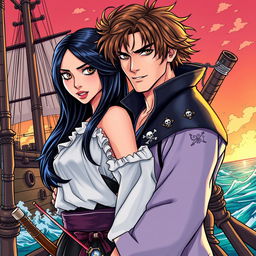 A captivating illustration in a vibrant comics style featuring a beautiful couple