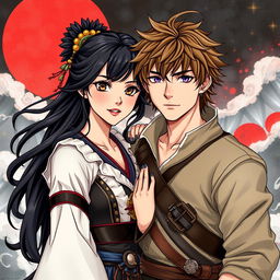 A visually striking illustration of a beautiful couple