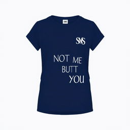 A stylish half-size t-shirt, designed for girls, in a navy blue color