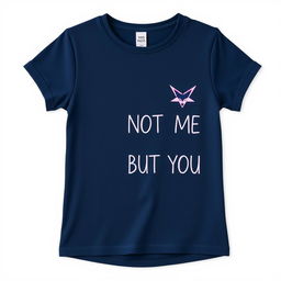 A stylish half-size t-shirt, designed for girls, in a navy blue color
