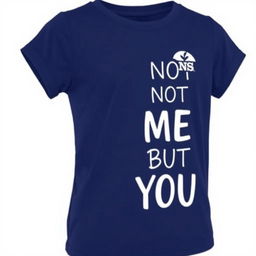 A stylish half-size t-shirt, designed for girls, in a navy blue color