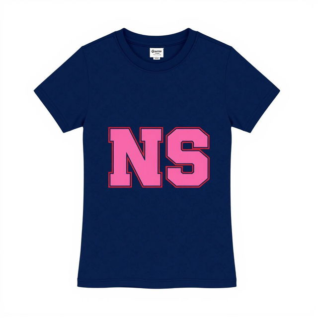 A navy blue half-size t-shirt designed for girls, featuring a prominent NSS logo on the side